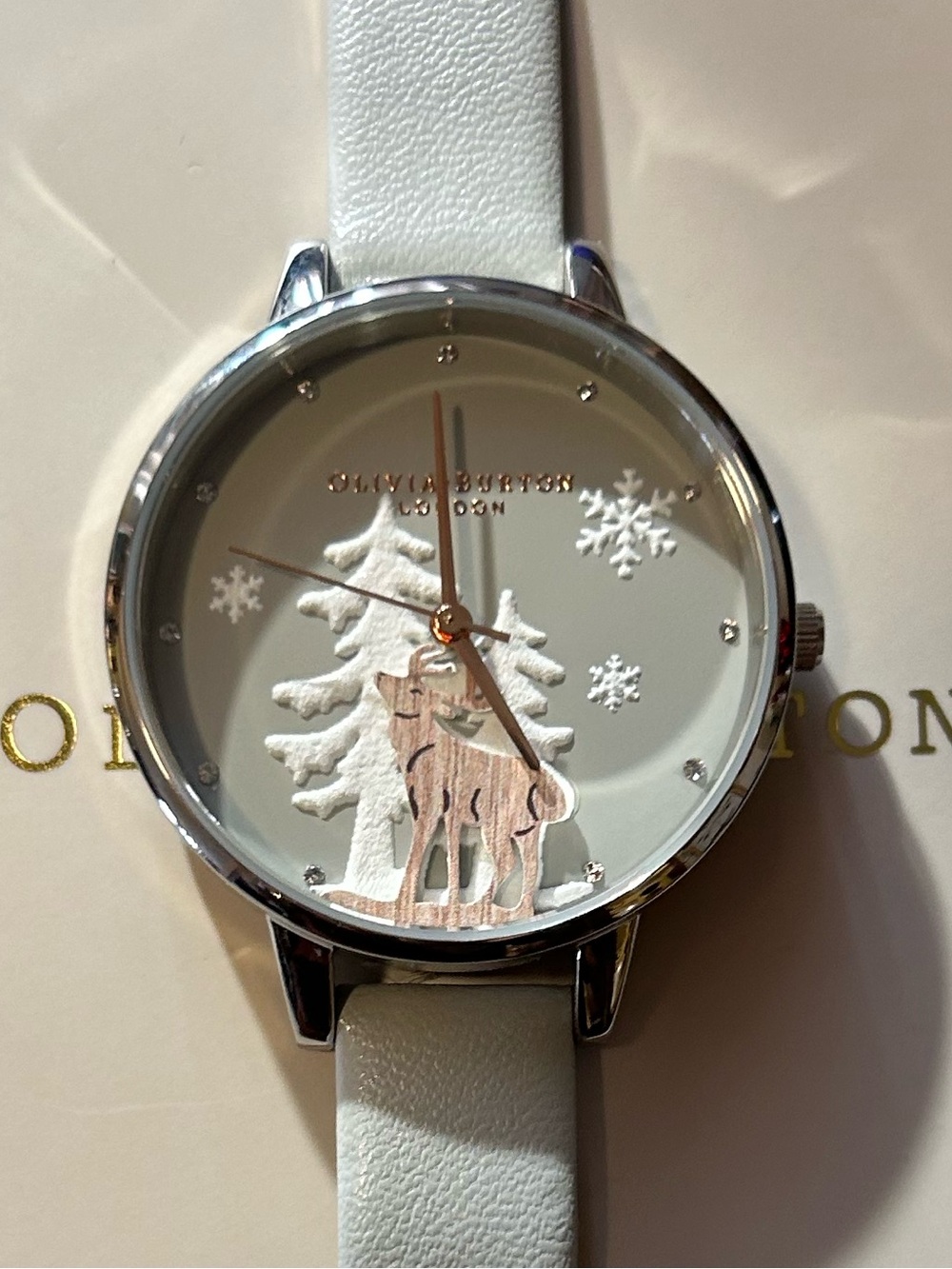Olivia Burton Winter Wonderland Watch With 34mm Grey Face & Grey Leather…